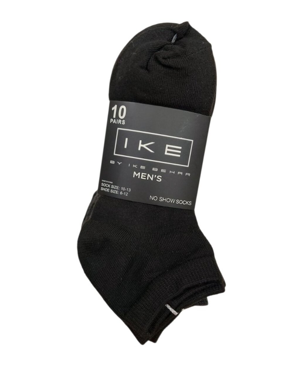 Ike by Ike Behar No Show Socks Mens 10-13 Black Polyester Blend 10 Pairs
